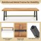 63 Inch Acacia Patio Wood Outdoor Backless Bench with Metal Frame Ideal for Patio Seating